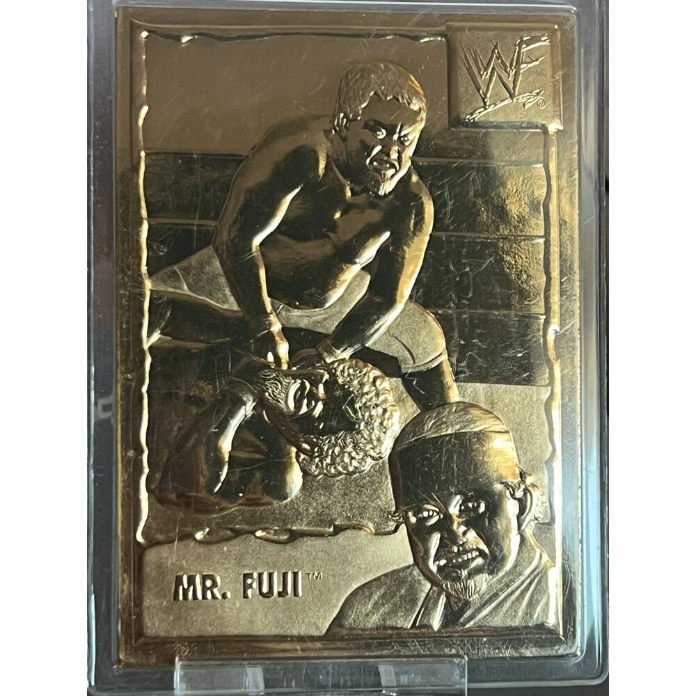 Vintage Danbury Mint 2000 WWF Wrestling 22KT Gold Card Mr Fuji #44